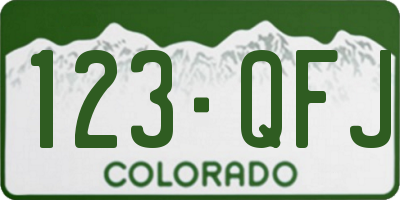 CO license plate 123QFJ