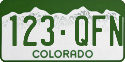 CO license plate 123QFN