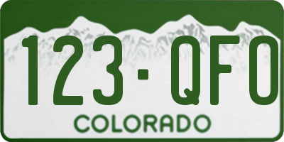 CO license plate 123QFO