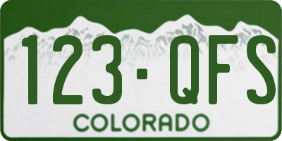 CO license plate 123QFS