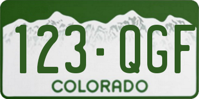 CO license plate 123QGF