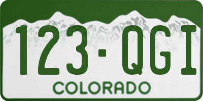 CO license plate 123QGI