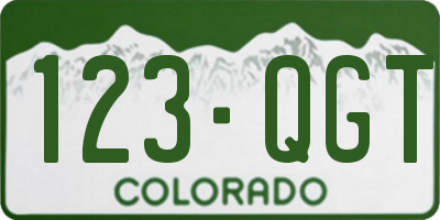 CO license plate 123QGT