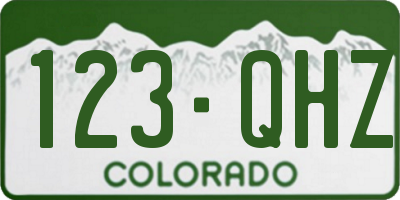 CO license plate 123QHZ