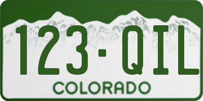 CO license plate 123QIL