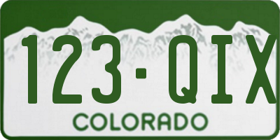 CO license plate 123QIX