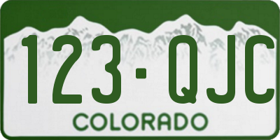 CO license plate 123QJC