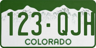 CO license plate 123QJH