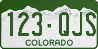 CO license plate 123QJS