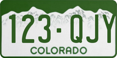 CO license plate 123QJY