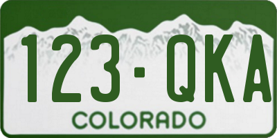CO license plate 123QKA