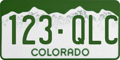 CO license plate 123QLC