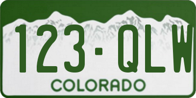CO license plate 123QLW