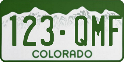 CO license plate 123QMF