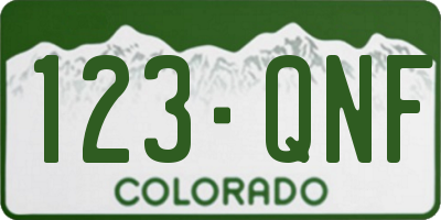 CO license plate 123QNF