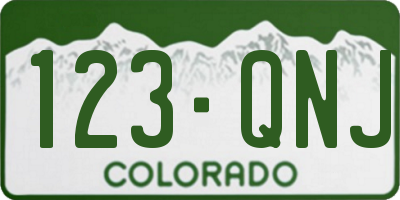 CO license plate 123QNJ