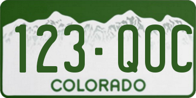 CO license plate 123QOC