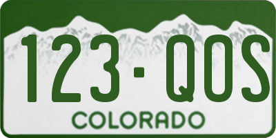 CO license plate 123QOS