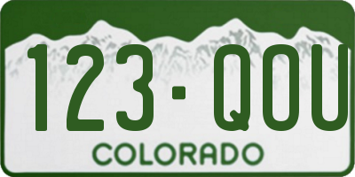 CO license plate 123QOU