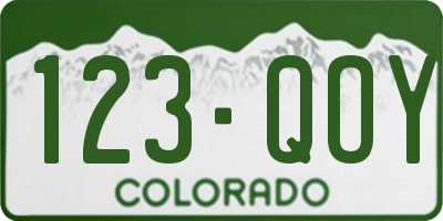 CO license plate 123QOY