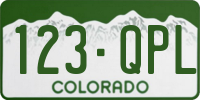 CO license plate 123QPL