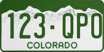 CO license plate 123QPO