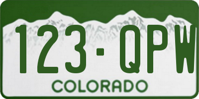 CO license plate 123QPW