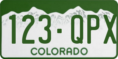 CO license plate 123QPX