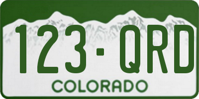 CO license plate 123QRD