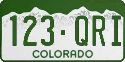 CO license plate 123QRI