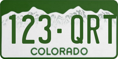CO license plate 123QRT