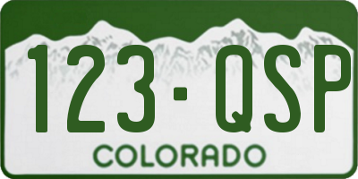 CO license plate 123QSP