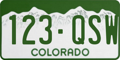 CO license plate 123QSW