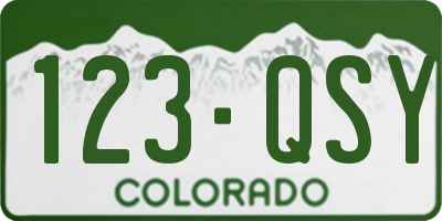 CO license plate 123QSY