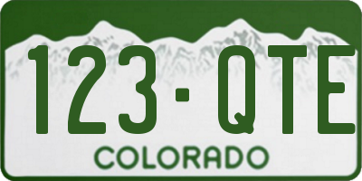 CO license plate 123QTE