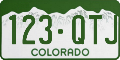 CO license plate 123QTJ