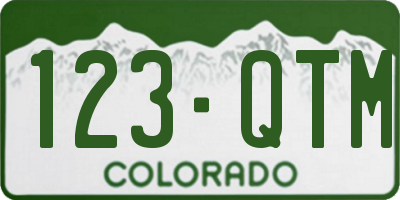 CO license plate 123QTM