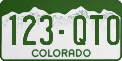 CO license plate 123QTO