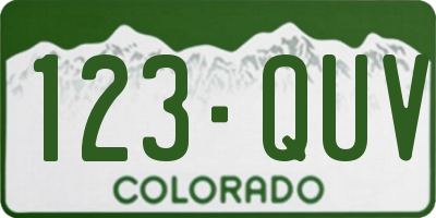CO license plate 123QUV