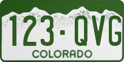 CO license plate 123QVG