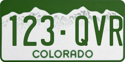 CO license plate 123QVR