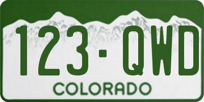 CO license plate 123QWD