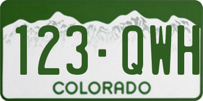 CO license plate 123QWH