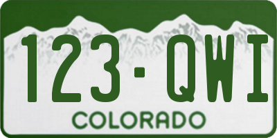 CO license plate 123QWI