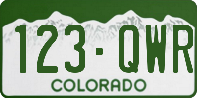 CO license plate 123QWR