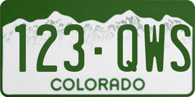 CO license plate 123QWS