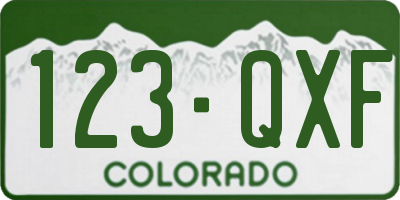 CO license plate 123QXF