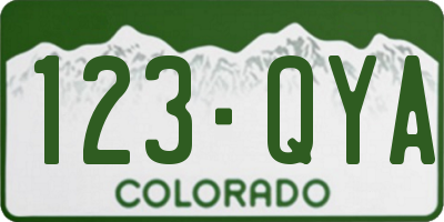 CO license plate 123QYA