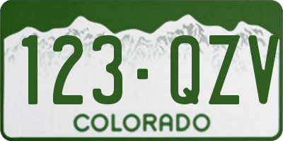 CO license plate 123QZV