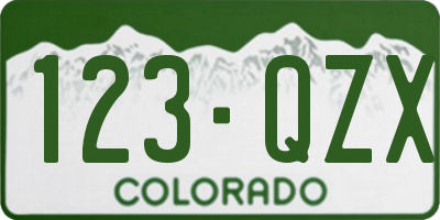 CO license plate 123QZX
